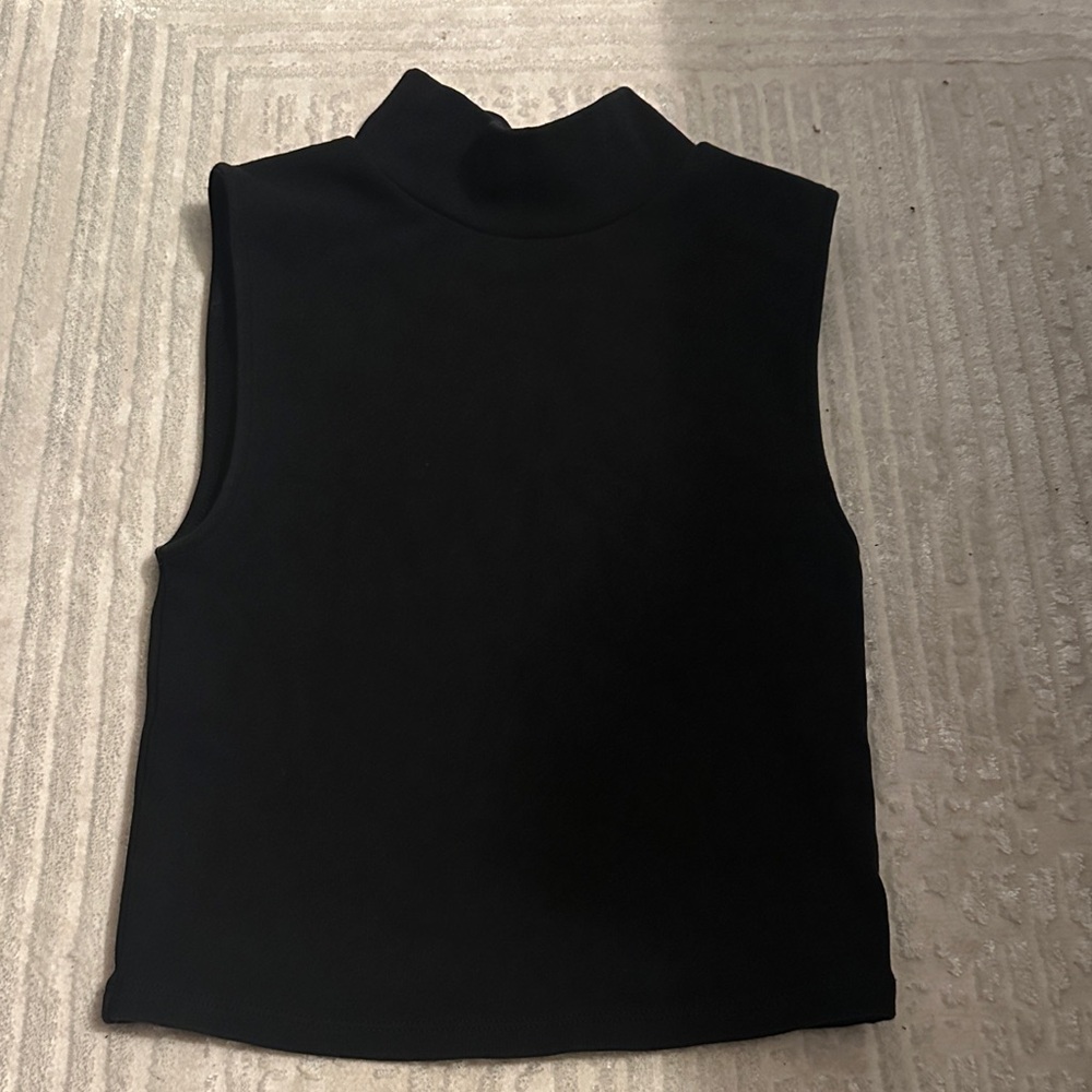 Zara Black Sleeveless High Neck Top
